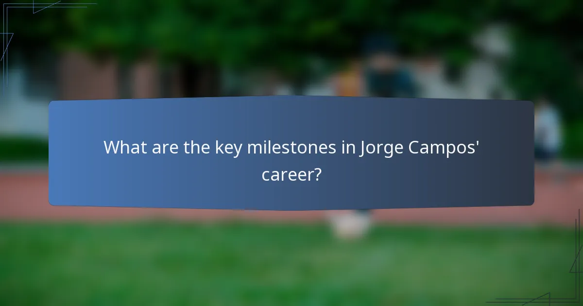 What are the key milestones in Jorge Campos' career?